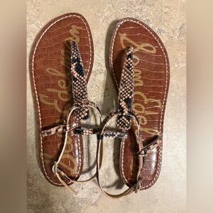 Sam Edelman T-strap classic Gigi thong sandals python print size 8